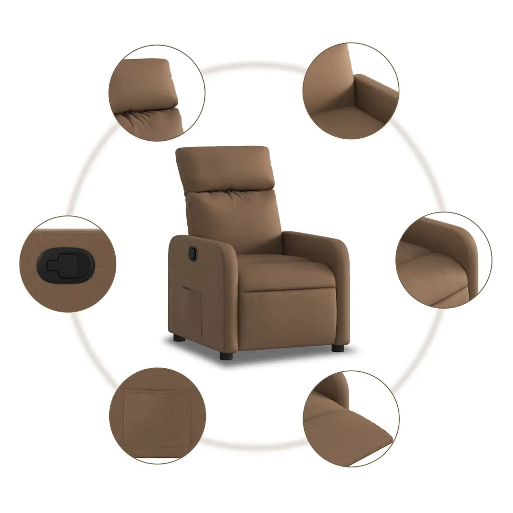 Divano Sedia-Poltrona Reclinabile in Tessuto Marrone 764077