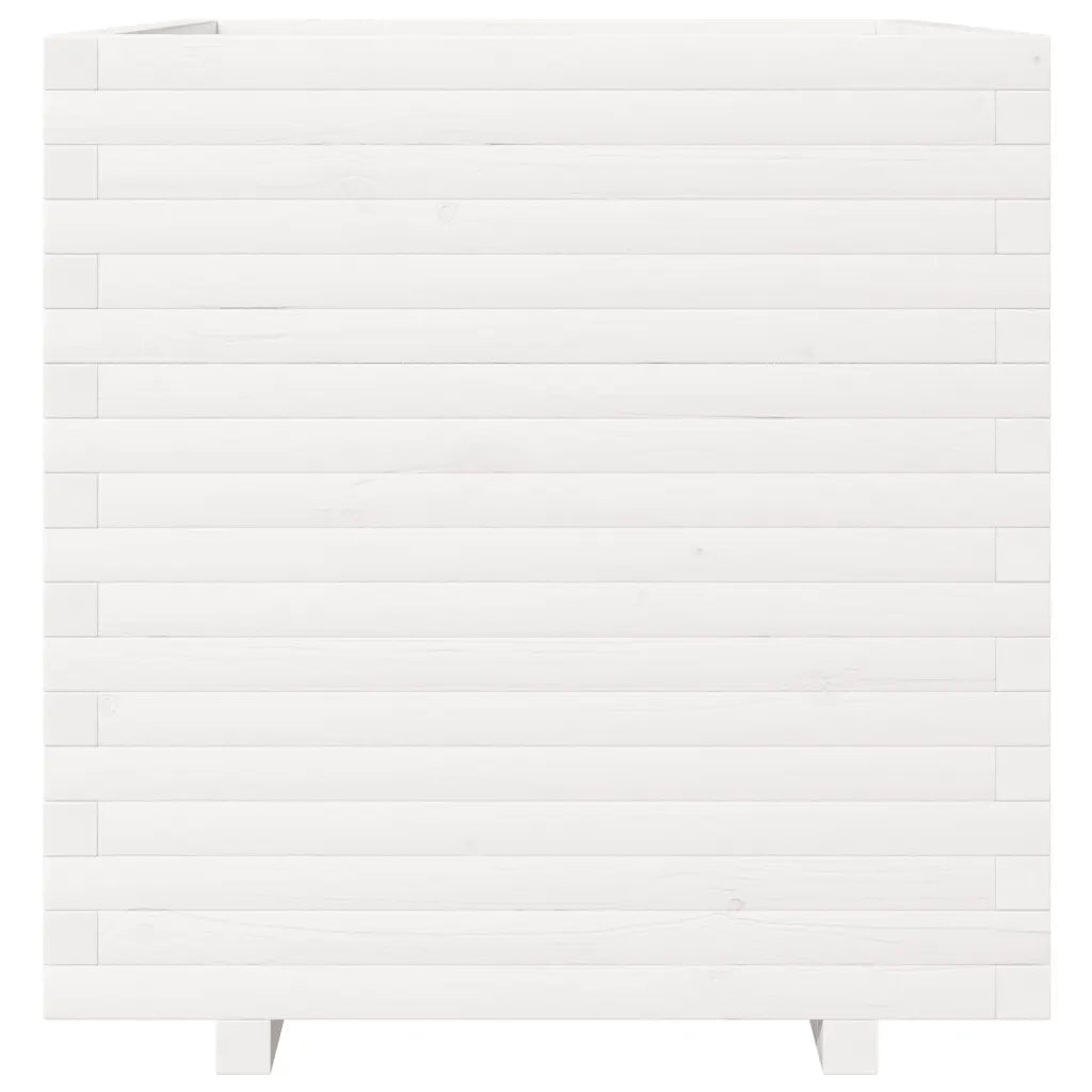 Fioriera da Giardino Bianca 70x70x72,5cm Legno Massello di Pino