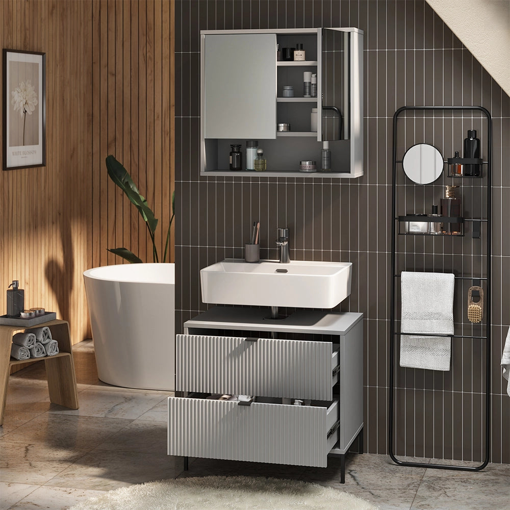 Vicco Set di mobili da bagno Grigio 2 parti