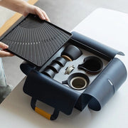 Set da tè per adulti, set da tè cinese in ceramica con 4 tazze da tè, foglio da tè di 3 litri, set da tè portatile con valigetta, set da tè cinese Gongfu 7 pezzi per cerimonie da casa, ufficio e feste