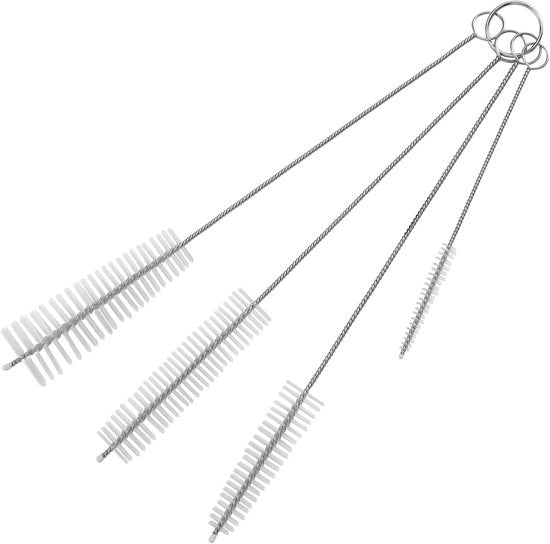 Set di pennelli per pulire le bottiglie da 4 pezzi - Pennelli lunghe - Pennelli morbide - Per bottiglie/ canne - 14-24 cm - Pulizia approfondita - Set di pennelli