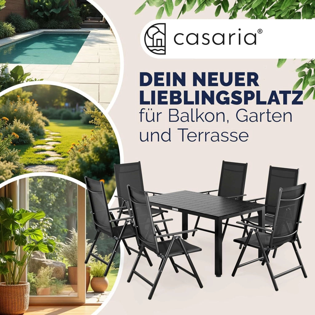 Tavolo e Sedie da Giardino Alluminio 6 +1 Tavolo WPC 140x80 cm Mobili Esterno Grigio