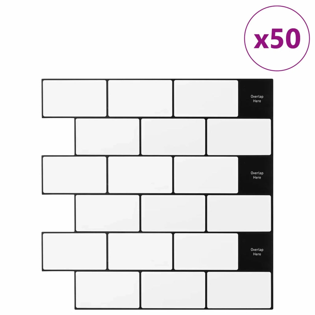 Piastrella subway 50 pz Bianco e Nero 30 x 30 cm CFW8751809