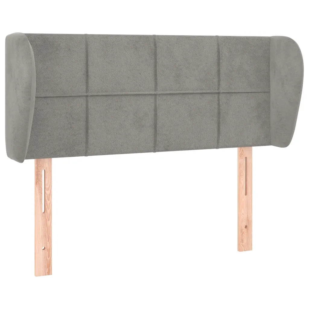 Testiera | Testata ad Orecchio Grigio Chiaro 103x23x78/88 cm in Velluto