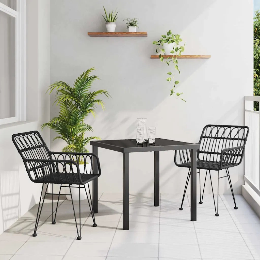 Set da Pranzo per Giardino 3 pcs Nero 3379184