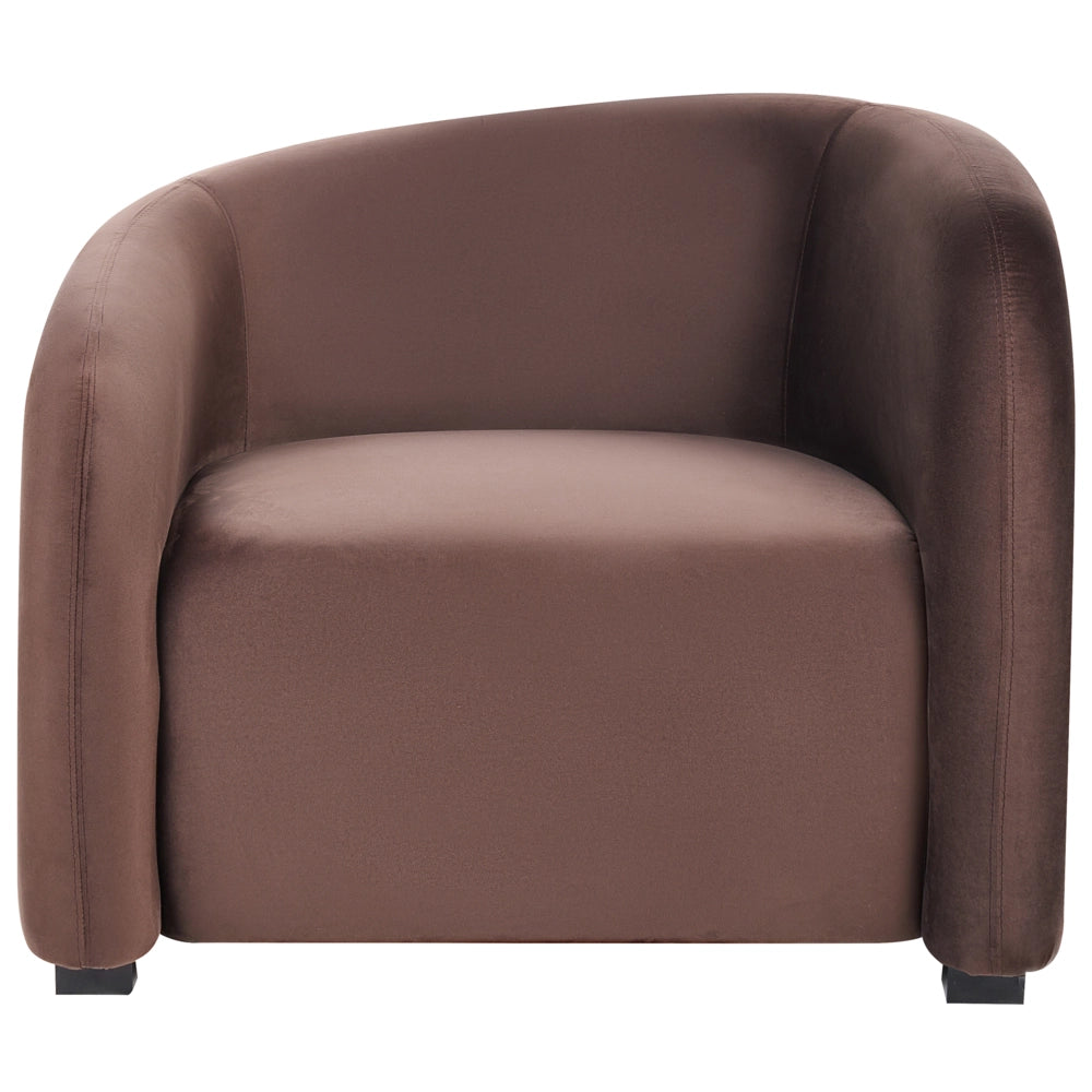 Set moderno ed elegante imbottito per salotto Divano e poltrone Schienale curvo Velluto Marrone scuro