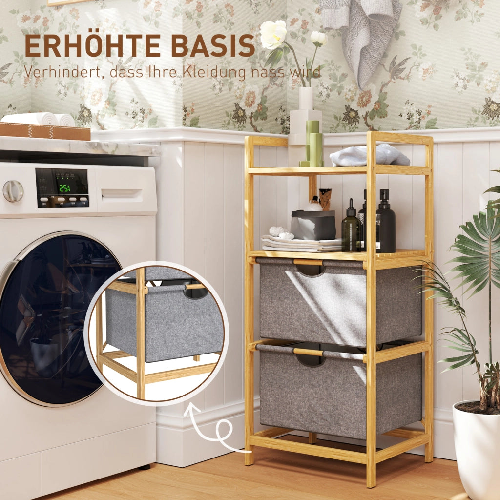 Cestino per il bucato in bamb¨´ con 2 cesti in tessuto ¨C Minimal ¨C naturale
