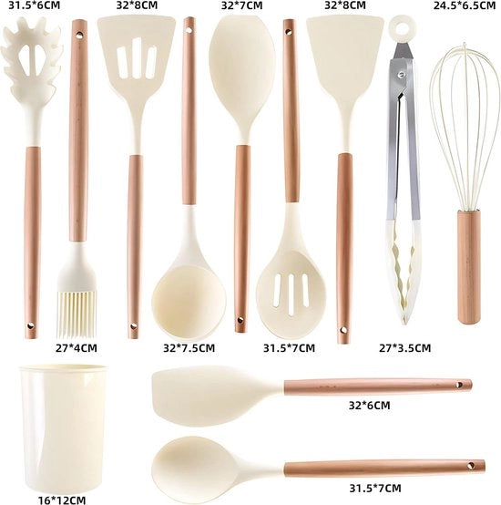 Set di cottura in silicone senza grasso, set di utensili da cucina - 12 pezzi
