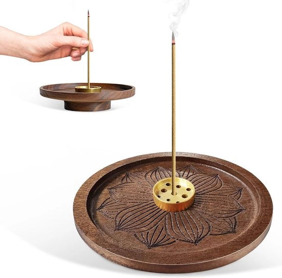 Supporto per Incenso in Legno di Lotus - 1 Pezzo - Per Sticchi per Incenso - Meditazione e Yoga