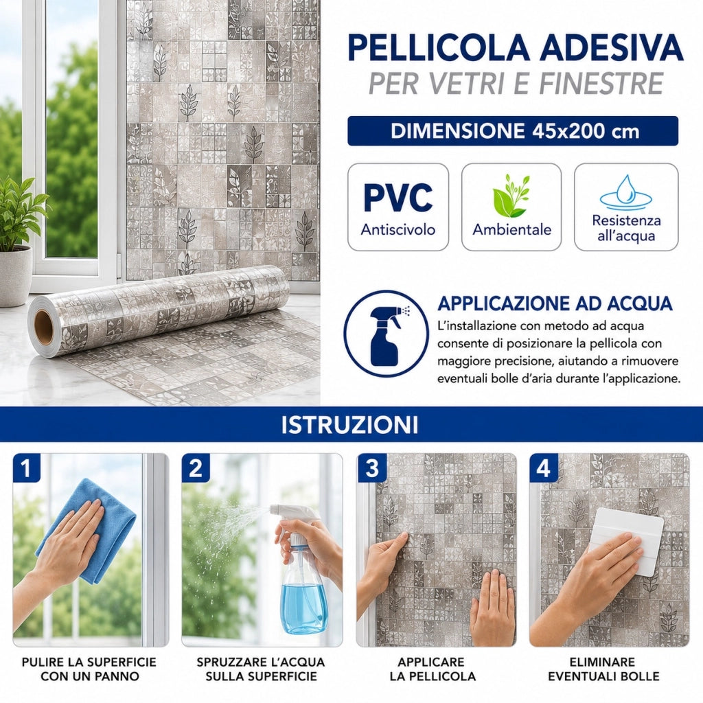 Pellicola Adesiva Vetri 45x200 cm Satinata Privacy 10111