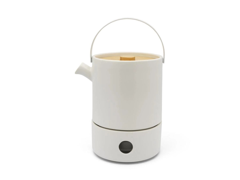 Bredemeijer 142010 Umea Set di teiere 1200 ml con filtro in acciaio inox e scalda te' colore Bianco