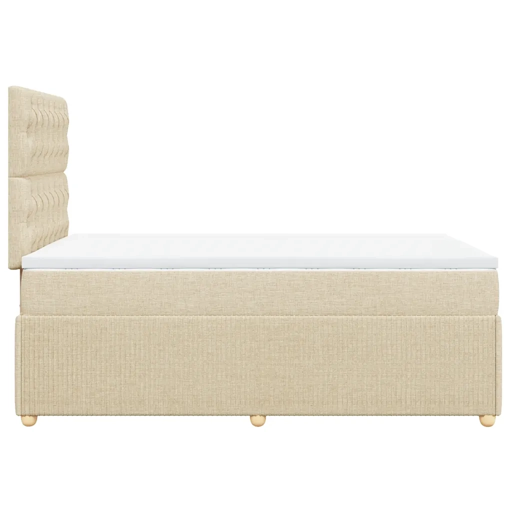 vidaXL Giroletto a Molle con Materasso Crema 120x190 cm in Tessuto