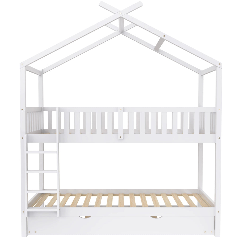 LETTO a castello estraibile 90x200 cm legno massello bianco