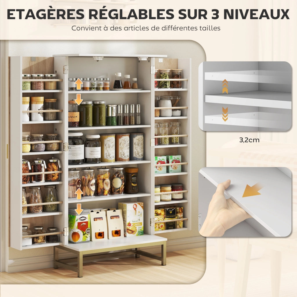 Armadio da cucina con ante e ripiani ¨C zephmum ¨C bianco 58x29x119,5cm