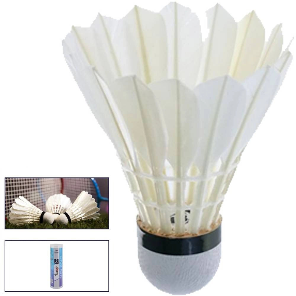Trade Shop - Set 6 Pz Volano Lento Professionale Volani Palline Per Badminton Colore Bianco -