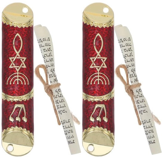 Mezuzah in Metallo - Decorazione Sacra con Rullo - 10,5 x 2,2 x 1 cm