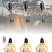 Lampada da Parete in Rotan per Esterno - Lampada da Terra con Luce Dimmerabile e Impermeabile - 3 Pezzi - Alimentazione a Batterie - Ideale per Giardino e Campeggio