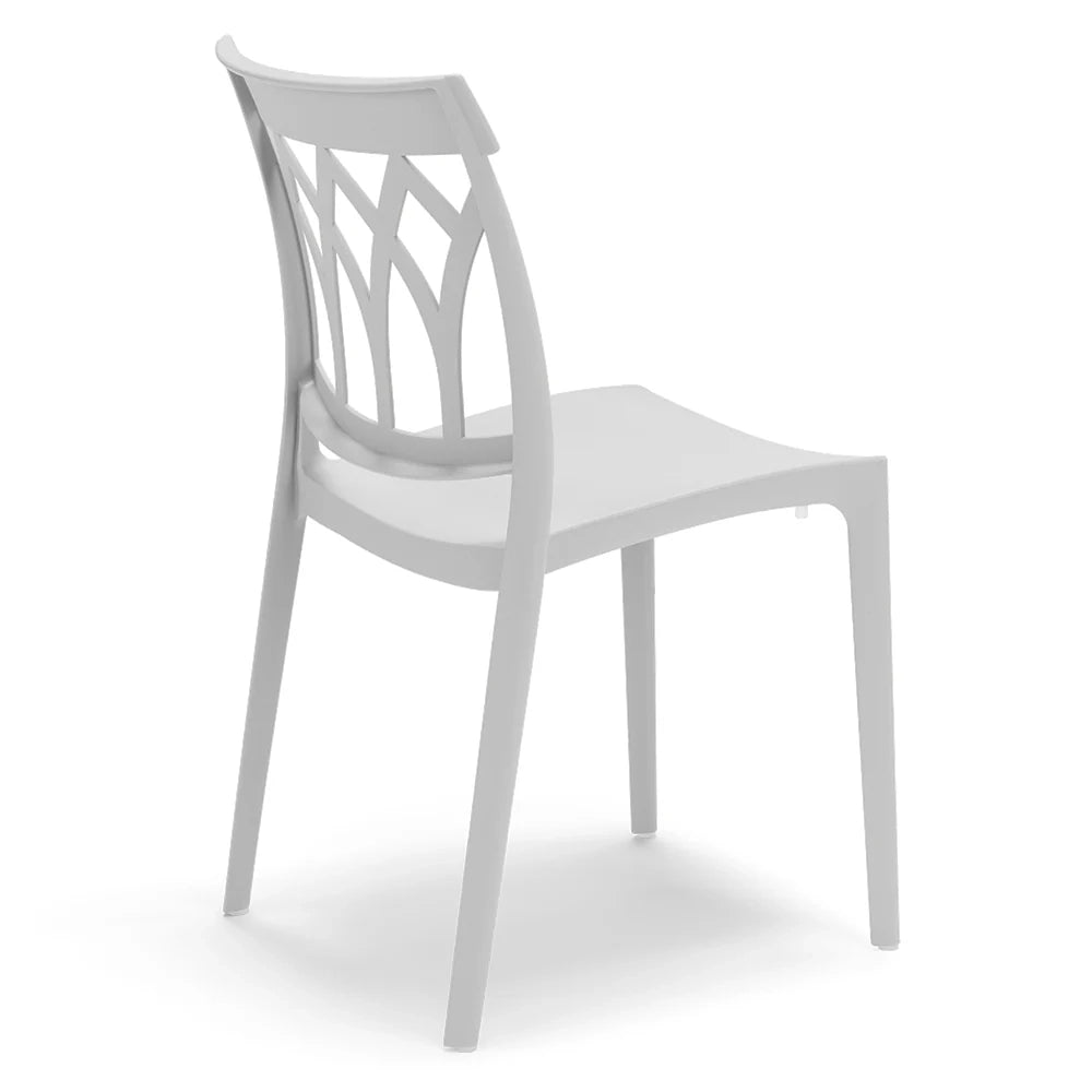 Set 2 sedie in polipropilene QUEEN, 100% MADE IN ITALY, impilabile, resistente ai raggi UV, design moderno, ideale per sala da pranzo, cucina, bar, ristoranti o giardino, colore Bianco