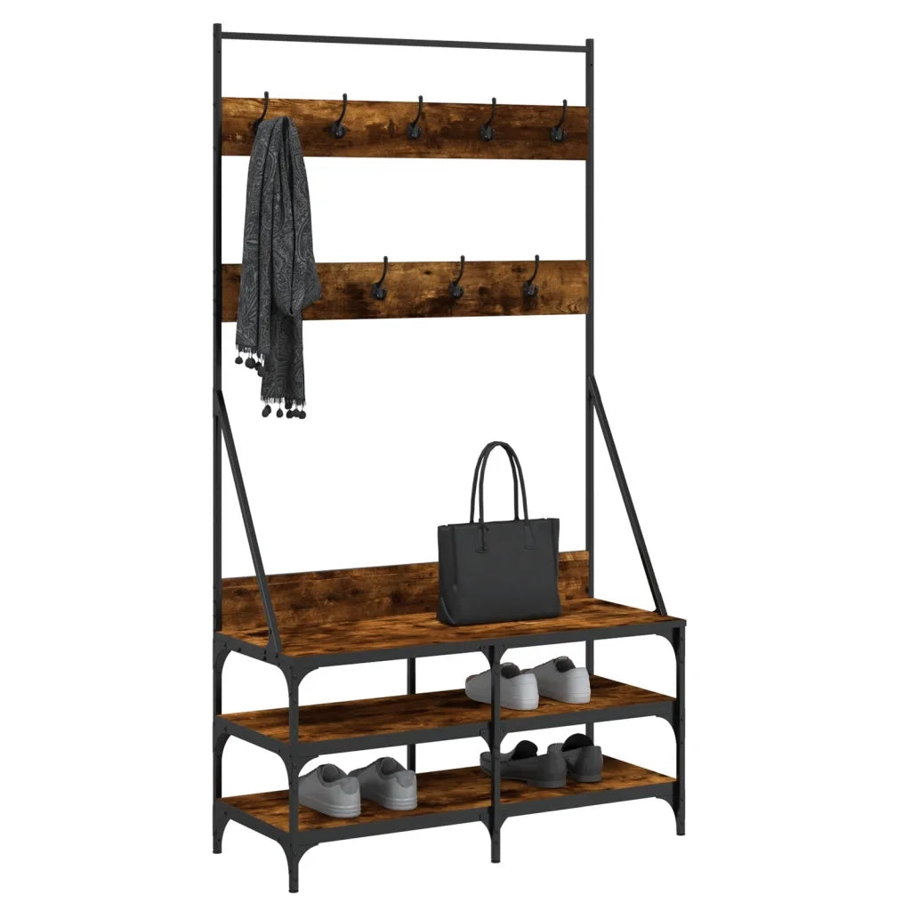 Appendiabiti con Porta Scarpe Rovere Fumo 100x40x184 cmcod mxl 108368