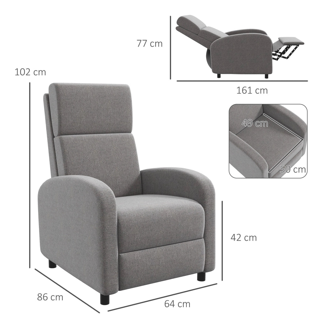 Poltrona relax reclinabile 160° grigia con poggiapiedi