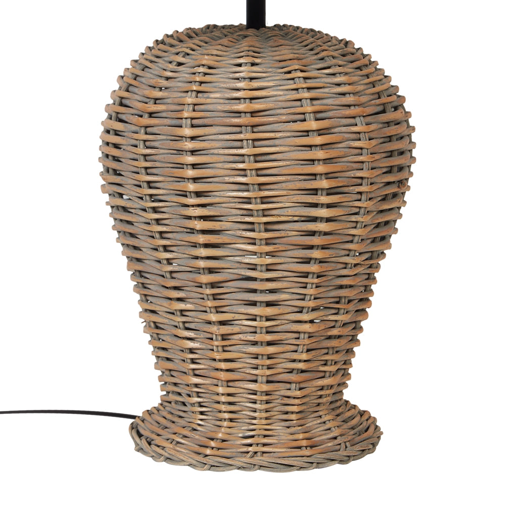 Lampada da tavolo in vimini e in tessuto bianco misto cotone 49 cm soggiorno camera da letto stile boho