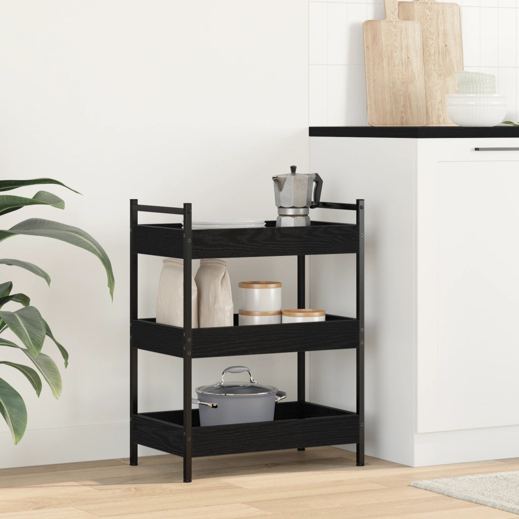 Carrello da cucina  Rovere nero 50x30x70 cm Legno ingegnerizzato