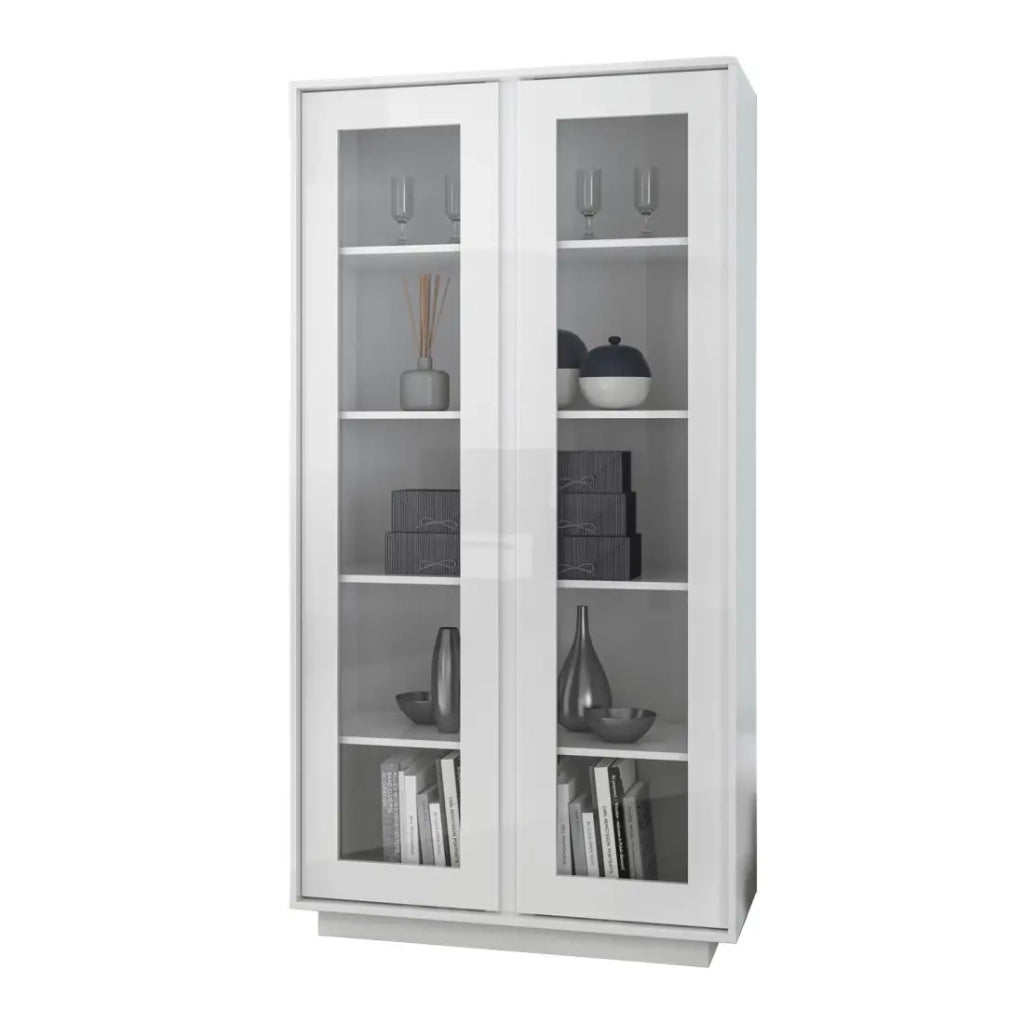 Vetrina 2 porte, collezione CREAM, colore bianco lucido lacato.