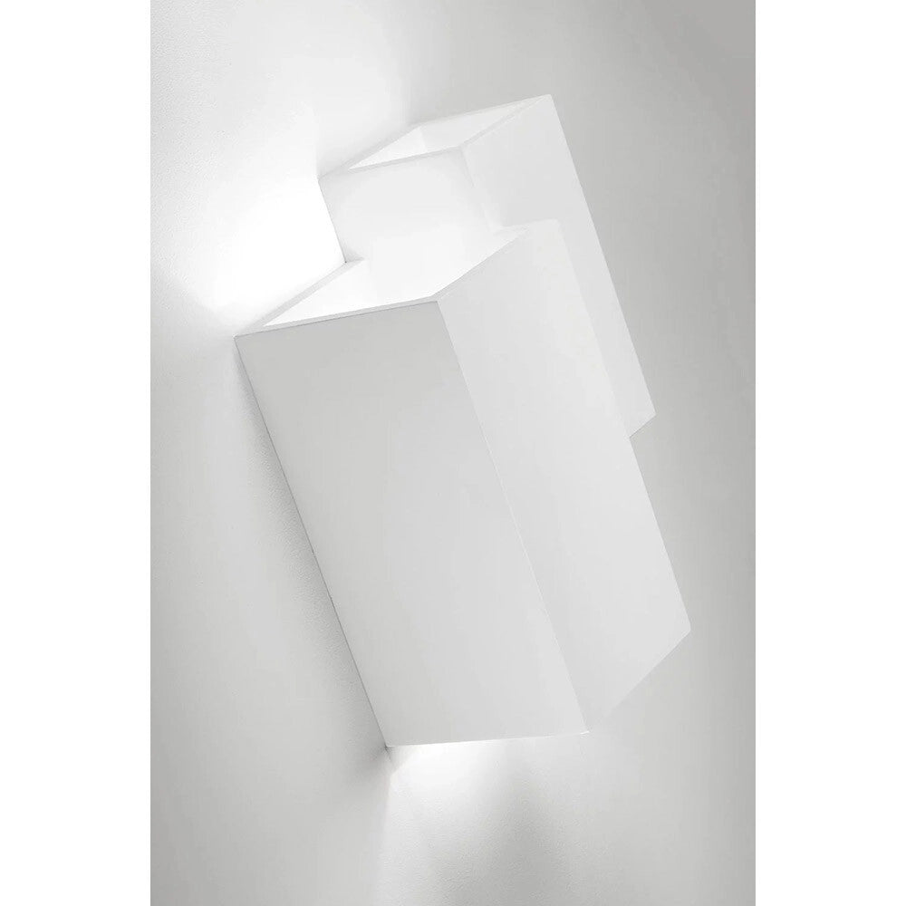 Trade Shop - Applique Parete In Gesso 2 Rettangoli Incastonati Bianco Ip20 Gs-e39 Verniciabile -