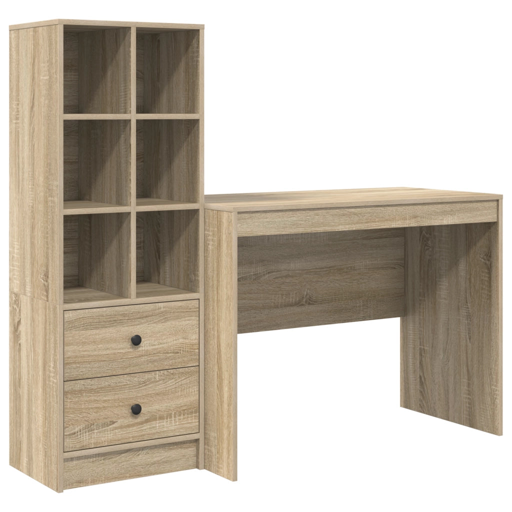 Scrivania con Spazio di Archiviazione Rovere Sonoma Legno Ingegnerizzato