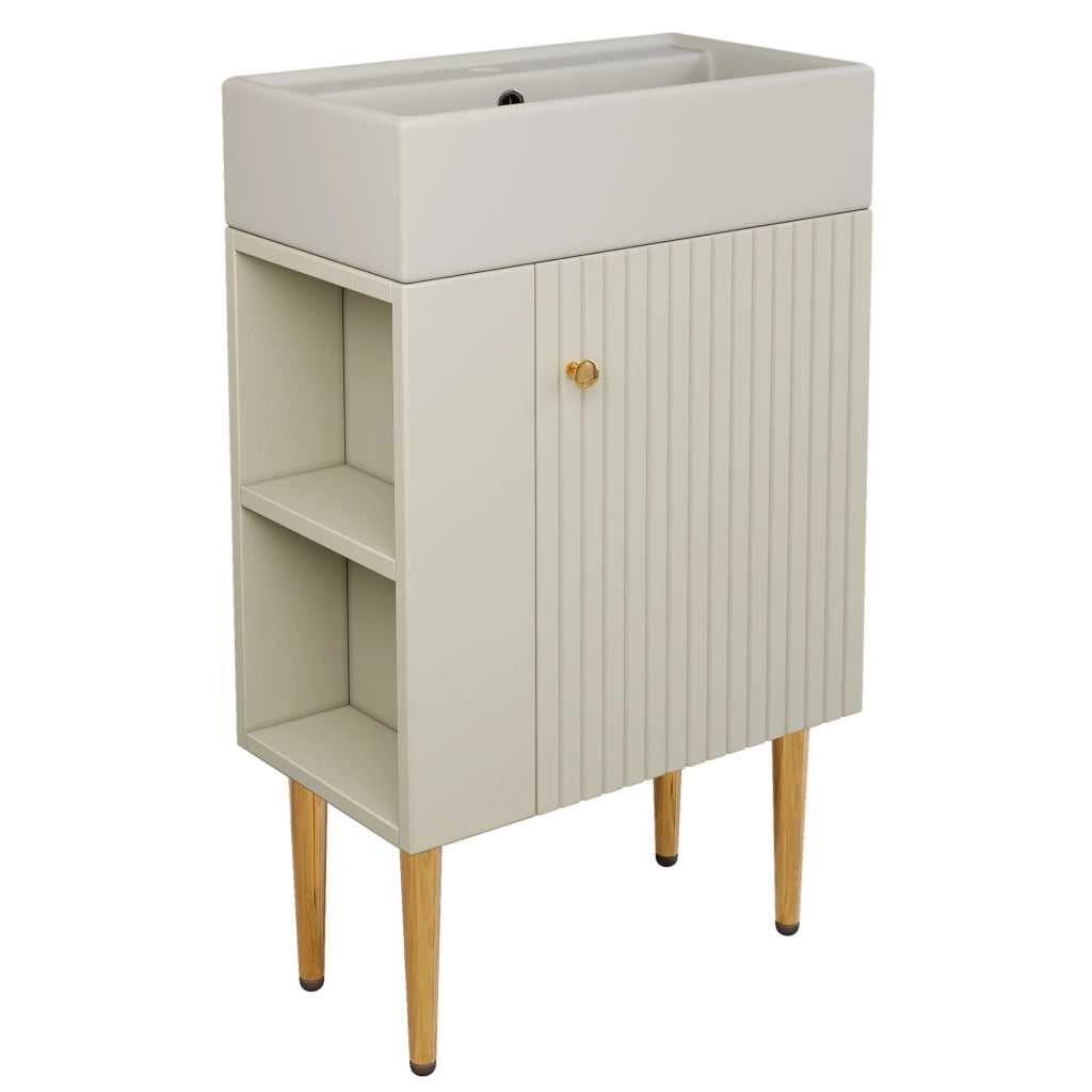 Mobile bagno compatto con lavabo in ceramica lucida e struttura in plastica 55 cm, bianco