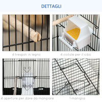 Voliera Gabbia per Uccelli 46,5x35,5x92 cm in Metallo e Plastica Nero