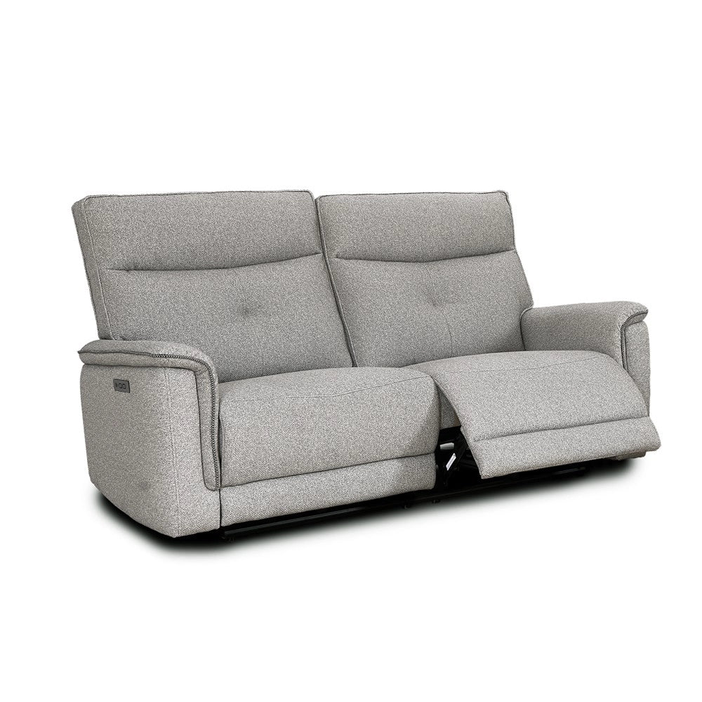 Divano recliner Elysio 3 posti elettrico in tessuto grigio 198 cm