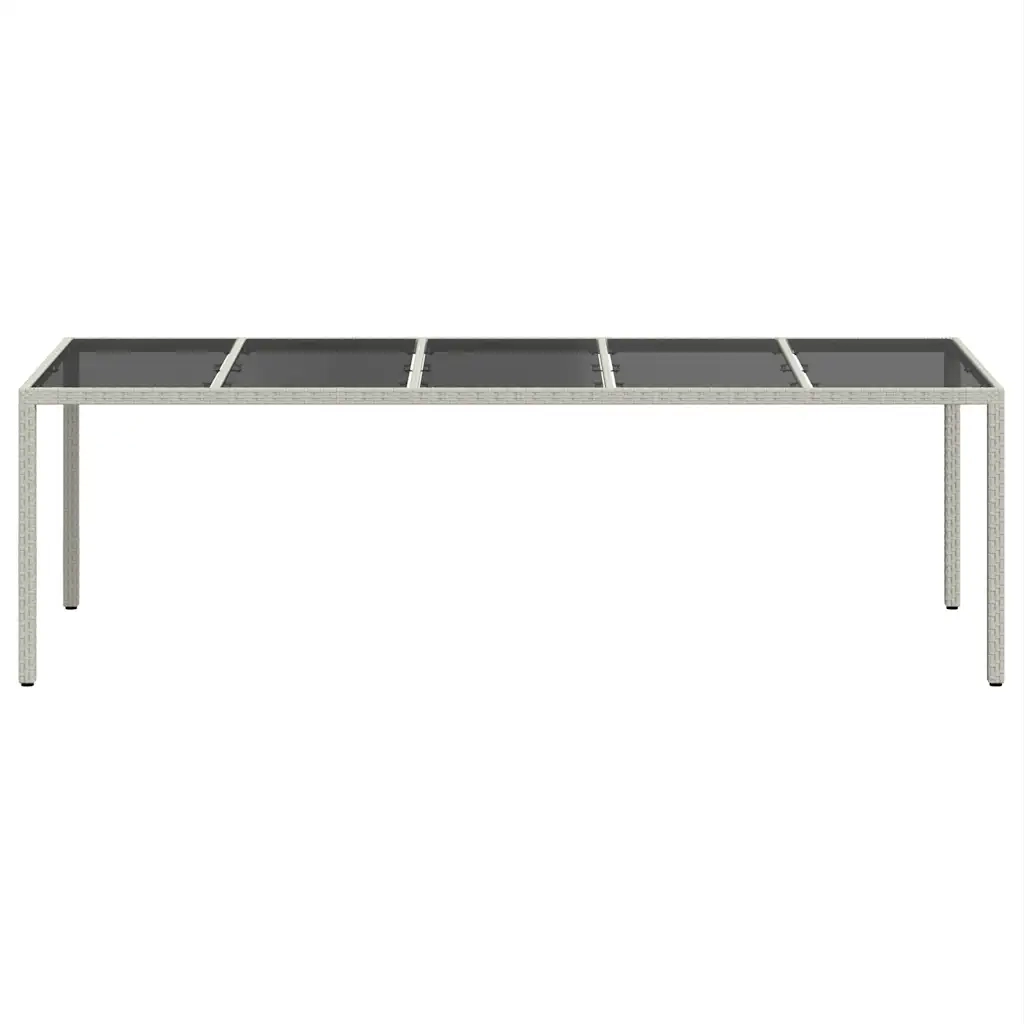 Tavolo Giardino Bianco 250x100x75 cm Polyrattan Vetro Temperatocod mxl 78998