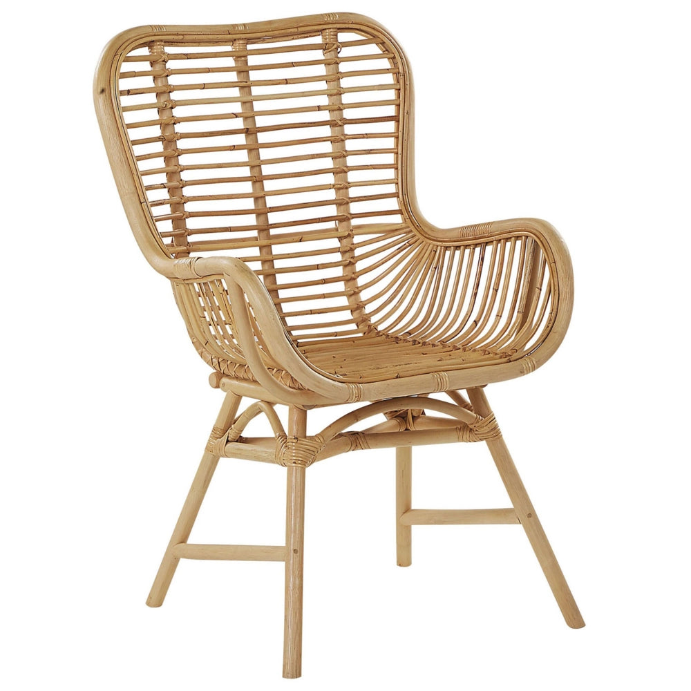 Sedia d'Sedia in rattan marrone chiaro Sedia laterale da pranzo per interni Mobili da soggiorno Schienale alto