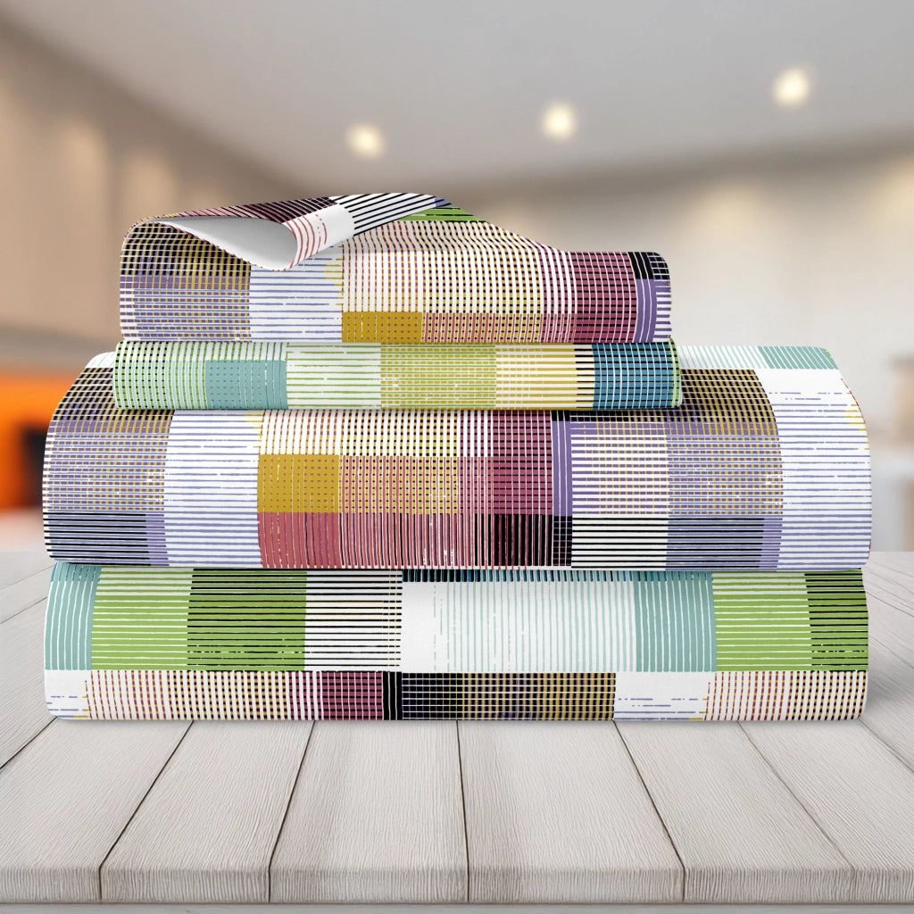 Completo Letto Matrimoniale No Stiro Set Lenzuola In Morbida Microfibra Anallergica Lenzuolo Sotto Con Angoli Elastici Fino 30 Cm, Lenzuolo Teso Sopra 2 Federe Prodotto Italiano  Pixi