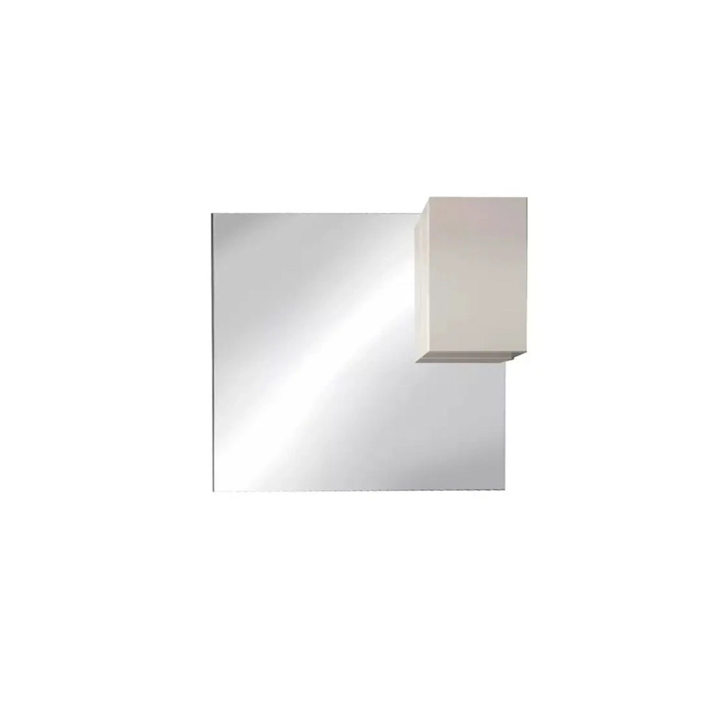 Specchio VITARIO – Design bianco lucido con contenitore – L120 x H110 x P18 cm
