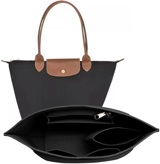 Organizzatore di accessori per borsa in velluto - Inserzione per borse a mano - 1 pezzo - Nero - Velluto