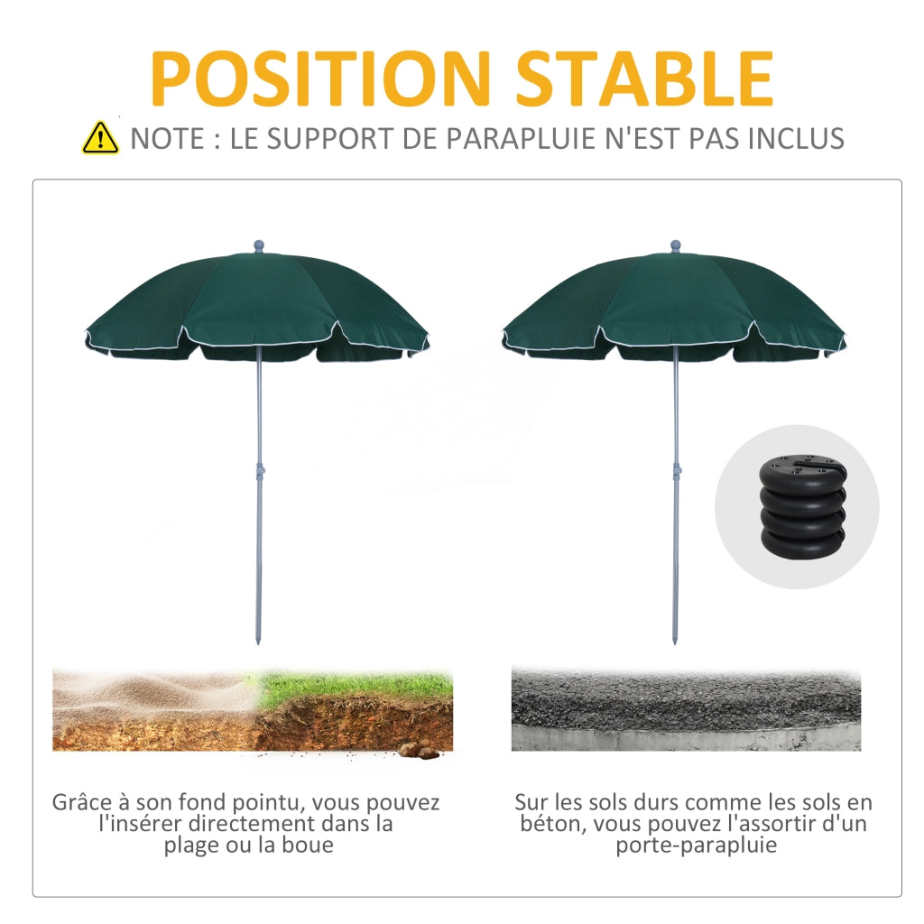 Parasole octogonale inclinabile da giardino ¨C zephmum ¨C verde 2m ?