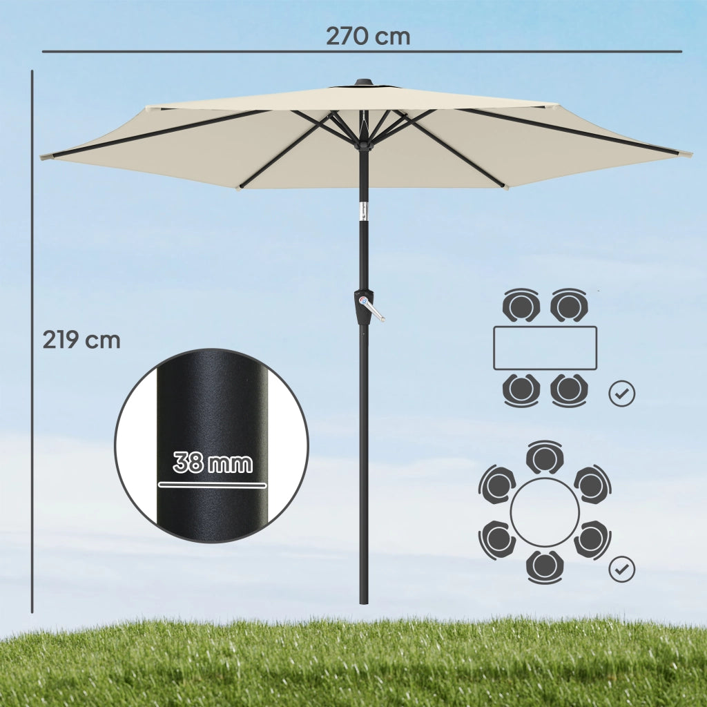 Ombrellone da balcone pieghevole 270 cm crema ¨C zephmum ¨C UV 50+ con manovella