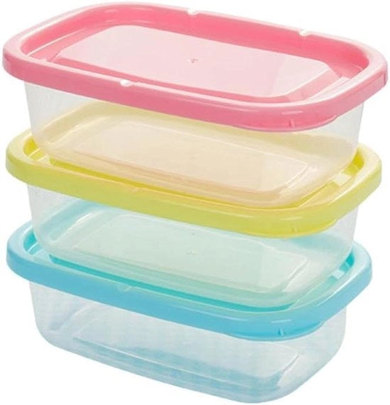 Set di 4 contenitori a forma rettangolare ermetici per alimenti 200 ml adatti per frigorifero, forno a microonde, stivellabili per pranzo e conservazione di prodotti alimentari, BPA-free.