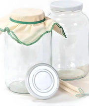 Poteri in Vetro Grande 4L per Fermentazione | Ideali per Kombucha e Kefir | Coperchio Ercolino | Apertura Ampia 10 cm