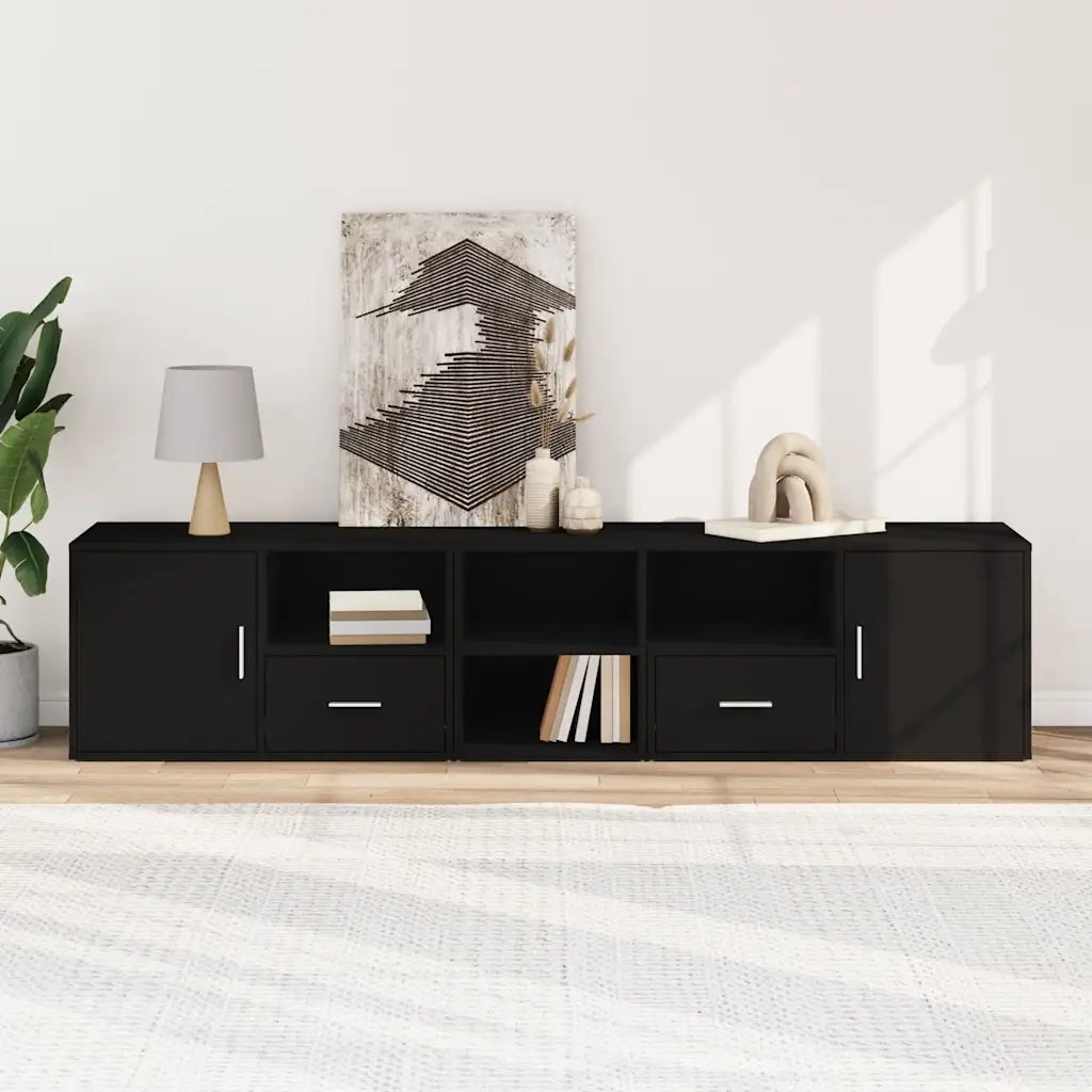 vidaXL Mobile Angolare Nero 200x40x45 cm in Truciolato