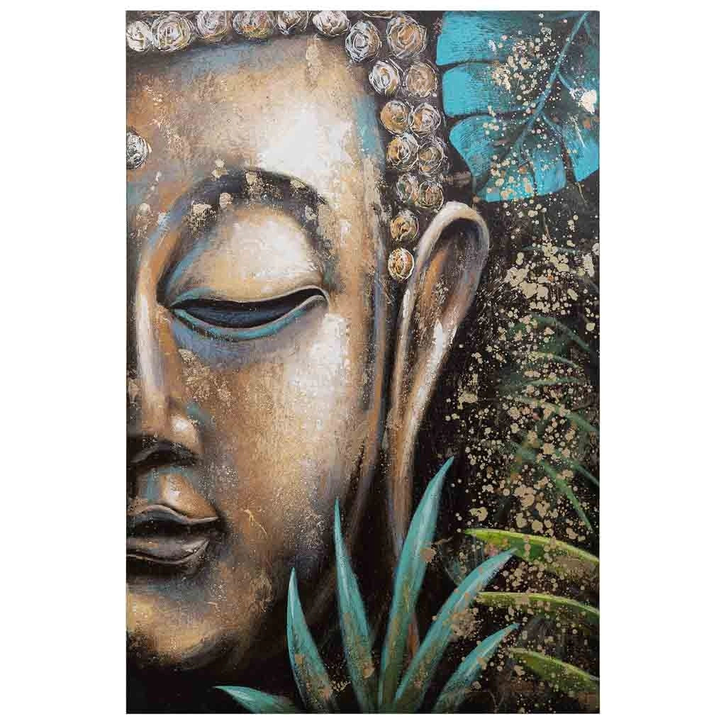Quadro dipinto a mano con rilievo blu 80x120x3h