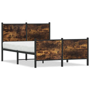 Letto matrimoniale | Letto per adulti | Giroletto senza Materaso in Metallo Rovere Fumo 120x200 cm