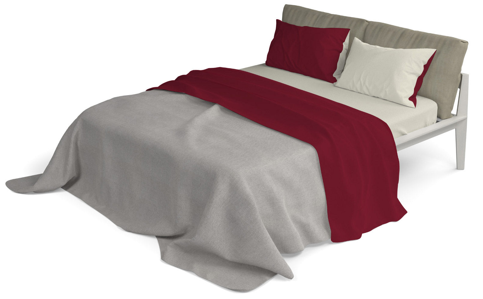 Set Lenzuola Singolo Sopra Sotto e Federe Doubleface Bordeaux/Panna