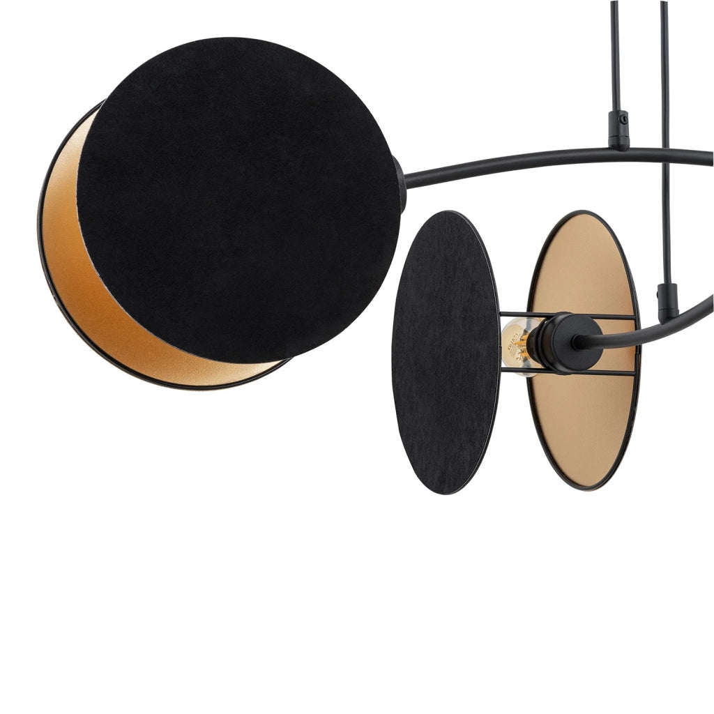 Lampada A Sospensione 4 Luci Moderna Nut In Acciaio Nero E Oro