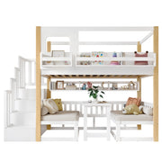 LETTO A CASTELLO con tavolo ribaltabile 90x200 cm Bianco+Naturale