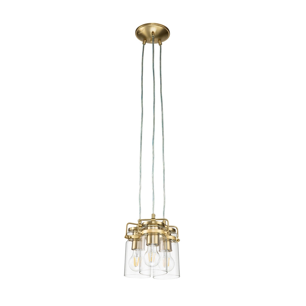 Lampadario Contemporaneo Brinley Acciaio Ottone Spazzolato 3 Luci E27