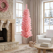 Albero di Natale Artificiale Sottile 150 cm PVC e Acciaio Rosa 42055246