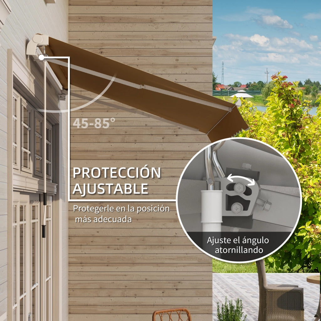 Tenda da Sole a Braccio Estensibile con Manovella ¨C Xylo ¨C Alluminio Poliestere 295x245 cm Marrone